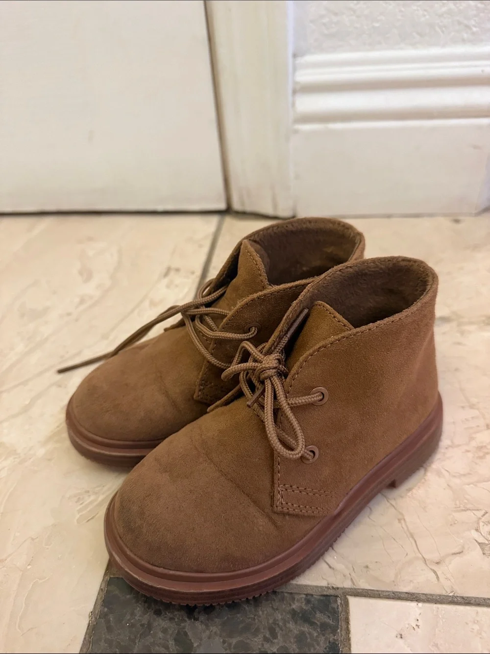 Kids Brown Suede Boots - Casual Lace-Up